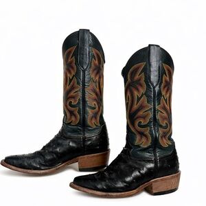 Custom Black Full Quill Ostrich Ladies Cowboy Boot.